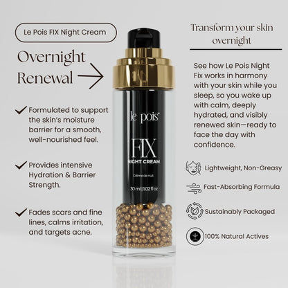 Le Pois FIX Night Cream – Anti-Aging Firming Wrinkle-Smoothing Night Moisturizer for Women, Overnight Hydrating Cream with Plant-Based Pea Protein for Dry Sensitive Skin, 1.02 oz Avelisse