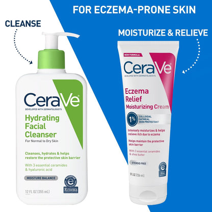 CeraVe Eczema Relief Moisturizing Cream with Colloidal Oatmeal, Shea Butter & Vitamin E – Steroid Free & Paraben Free, 8 oz