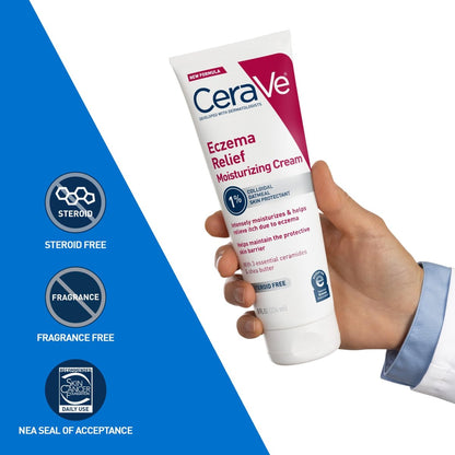 CeraVe Eczema Relief Moisturizing Cream with Colloidal Oatmeal, Shea Butter & Vitamin E – Steroid Free & Paraben Free, 8 oz