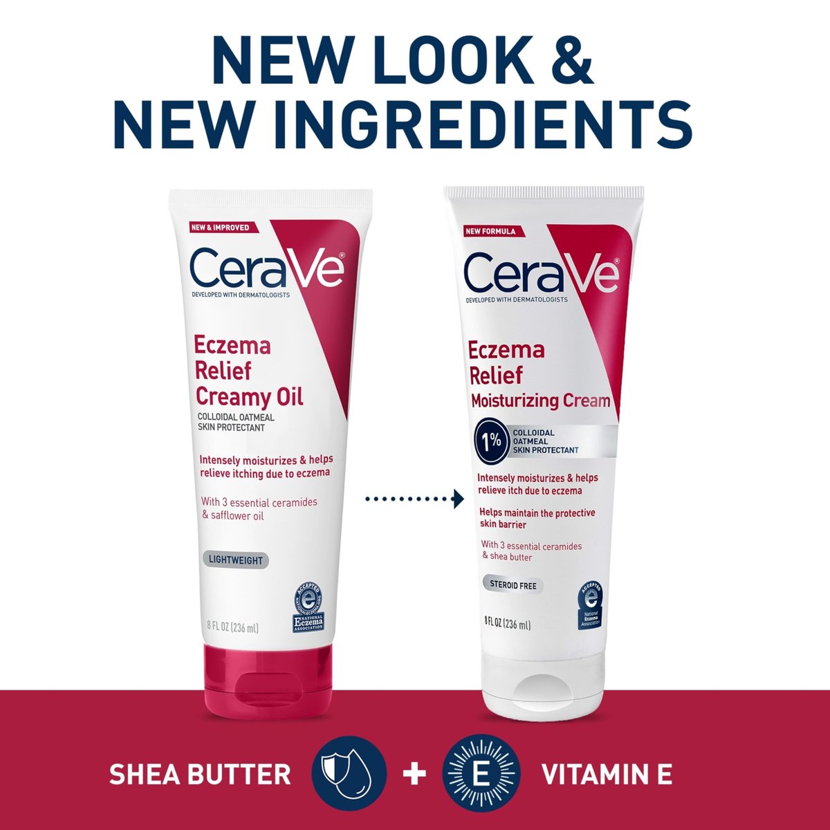 CeraVe Eczema Relief Moisturizing Cream with Colloidal Oatmeal, Shea Butter & Vitamin E – Steroid Free & Paraben Free, 8 oz - görsel 4