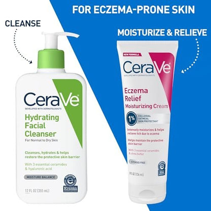 CeraVe Eczema Relief Moisturizing Cream with Colloidal Oatmeal, Shea Butter & Vitamin E – Steroid Free & Paraben Free, 8 oz