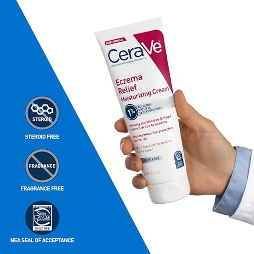 CeraVe Eczema Relief Moisturizing Cream with Colloidal Oatmeal, Shea Butter & Vitamin E – Steroid Free & Paraben Free, 8 oz - görsel 13
