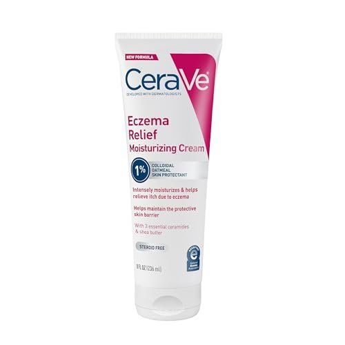 CeraVe Eczema Relief Moisturizing Cream with Colloidal Oatmeal, Shea Butter & Vitamin E – Steroid Free & Paraben Free, 8 oz - görsel 1