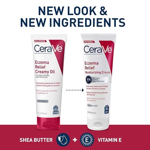CeraVe Eczema Relief Moisturizing Cream with Colloidal Oatmeal, Shea Butter & Vitamin E – Steroid Free & Paraben Free, 8 oz - görsel 3
