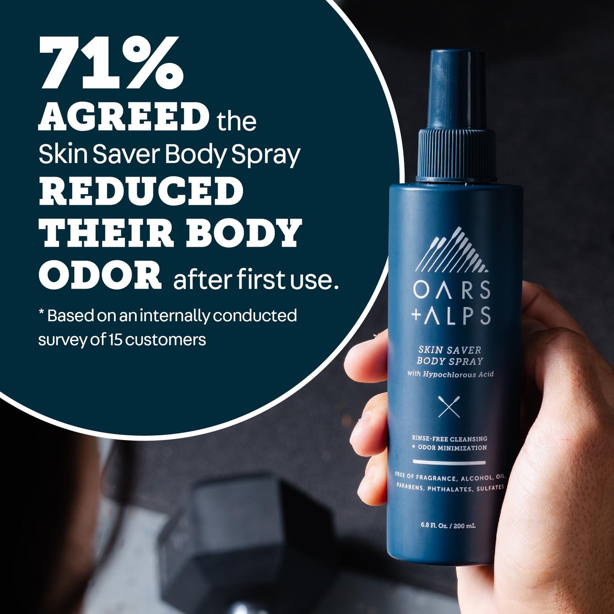 Oars + Alps Skin Saver Body Spray with Hypochlorous Acid - Eliminates Odors, Freshens & Soothes Irritation & Redness - Use After Workouts, Traveling & Post Shave - Safe & Clean Ingredients - 6.8oz Avelisse