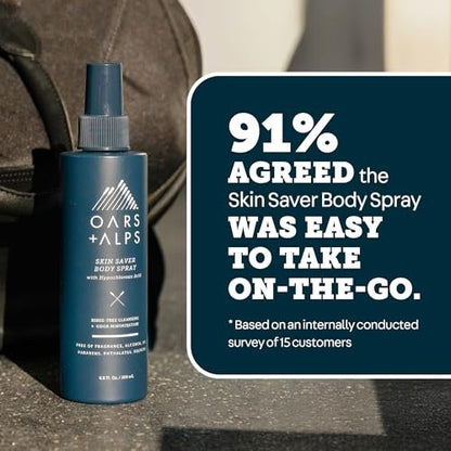 Oars + Alps Skin Saver Body Spray with Hypochlorous Acid - Eliminates Odors, Freshens & Soothes Irritation & Redness - Use After Workouts, Traveling & Post Shave - Safe & Clean Ingredients - 6.8oz Avelisse