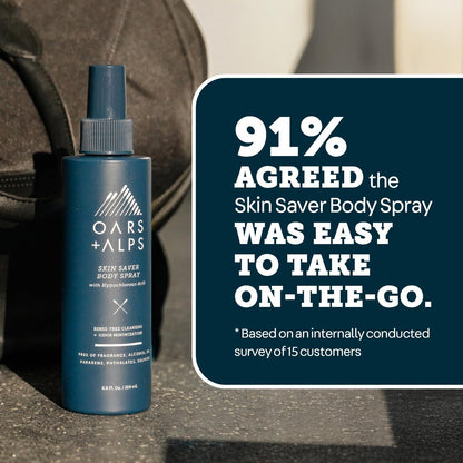 Oars + Alps Skin Saver Body Spray with Hypochlorous Acid - Eliminates Odors, Freshens & Soothes Irritation & Redness - Use After Workouts, Traveling & Post Shave - Safe & Clean Ingredients - 6.8oz Avelisse