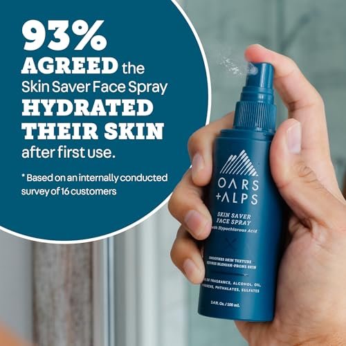 Oars + Alps Skin Saver Facial Spray for Sensitive Skin – Hypochlorous Acid Face Mist for Breakouts, Acne, Redness, Itching, & Rashes – Safe, Clean Ingredients – 3.4 oz Avelisse