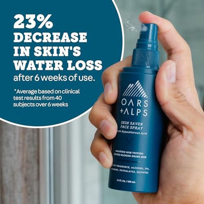Oars + Alps Skin Saver Facial Spray for Sensitive Skin – Hypochlorous Acid Face Mist for Breakouts, Acne, Redness, Itching, & Rashes – Safe, Clean Ingredients – 3.4 oz Avelisse