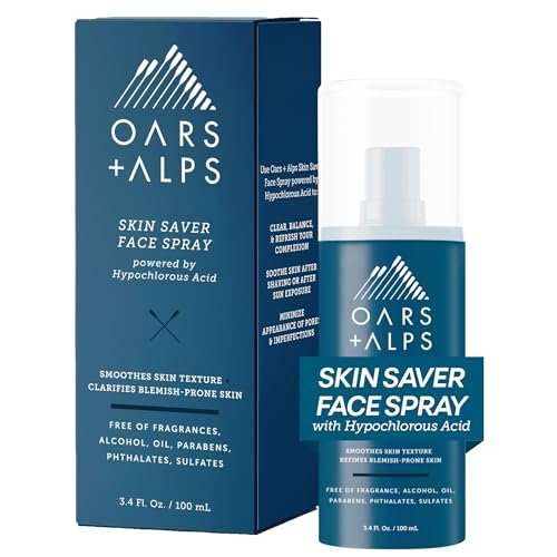 Oars + Alps Skin Saver Facial Spray for Sensitive Skin – Hypochlorous Acid Face Mist for Breakouts, Acne, Redness, Itching, & Rashes – Safe, Clean Ingredients – 3.4 oz Avelisse