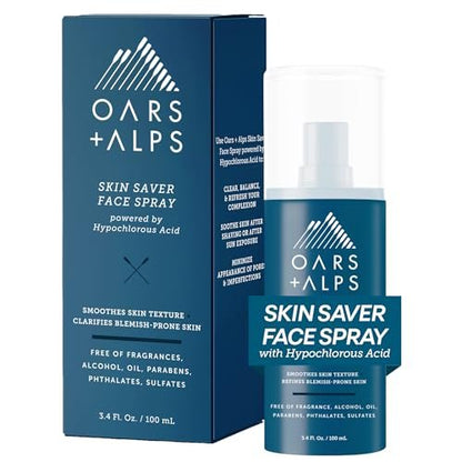 Oars + Alps Skin Saver Facial Spray for Sensitive Skin – Hypochlorous Acid Face Mist for Breakouts, Acne, Redness, Itching, & Rashes – Safe, Clean Ingredients – 3.4 oz Avelisse