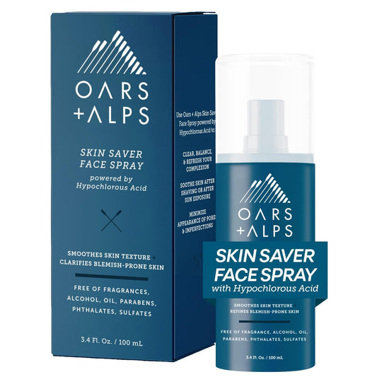 Oars + Alps Skin Saver Facial Spray for Sensitive Skin – Hypochlorous Acid Face Mist for Breakouts, Acne, Redness, Itching, & Rashes – Safe, Clean Ingredients – 3.4 oz Avelisse