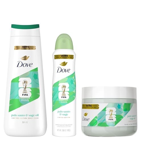 Dove FIFA World Cup 2026 Limited Edition Hydrating Regimen 3-Pack – Palo Santo & Sage Oil Body Wash, 24-Hour Nourishing MicroMoisture, Vegan & Dermatologist-Recommended Avelisse