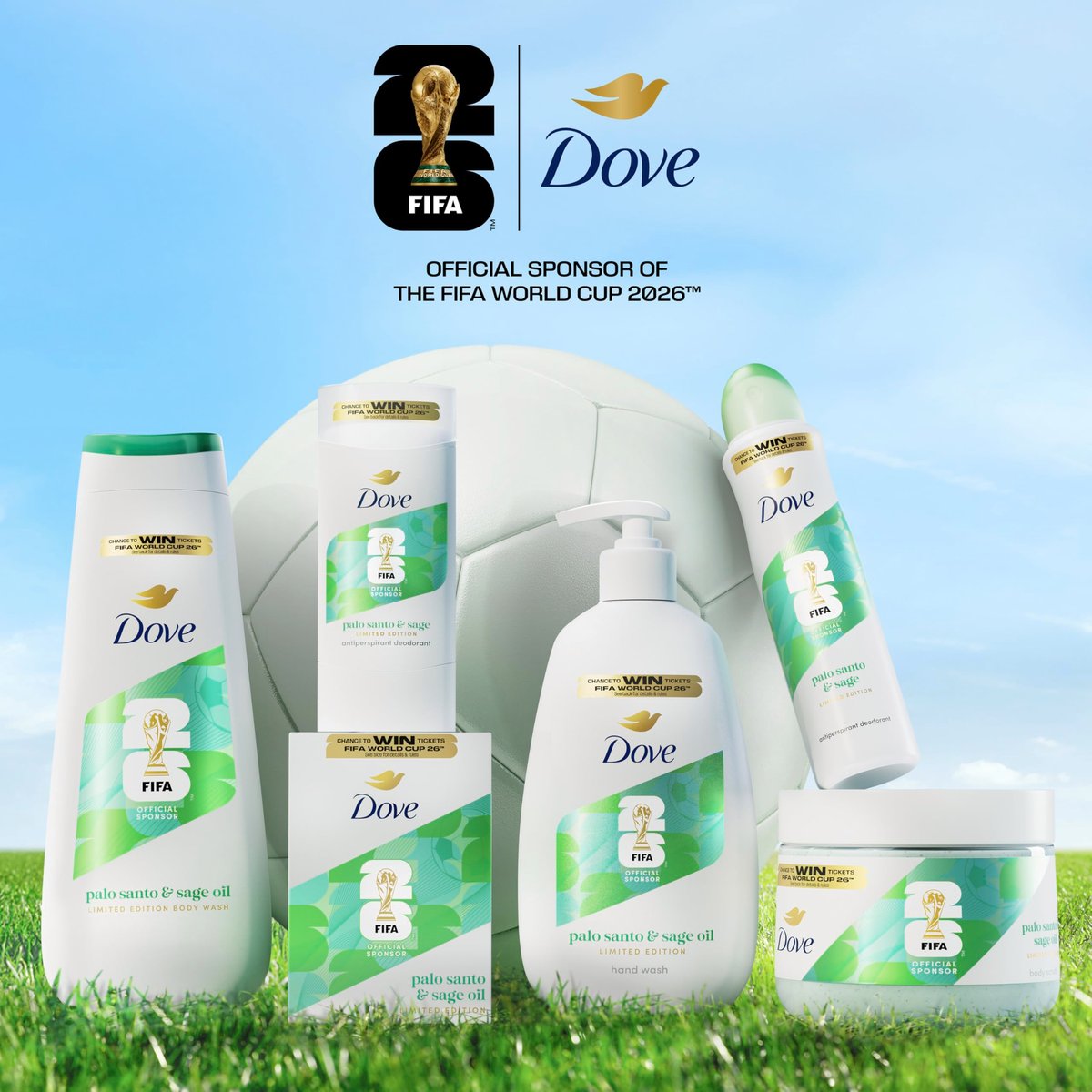 Dove FIFA World Cup 2026 Limited Edition Hydrating Regimen 3-Pack – Palo Santo & Sage Oil Body Wash, 24-Hour Nourishing MicroMoisture, Vegan & Dermatologist-Recommended Avelisse
