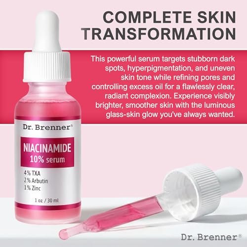 Niacinamide Serum 10% + TXA 4% with Tranexamic Acid, Zinc 1% & Arbutin 2% - Dark Spot Corrector for Hyperpigmentation, Acne Scars, Uneven Skin Tone, Glass Skin - Dr. Brenner Avelisse