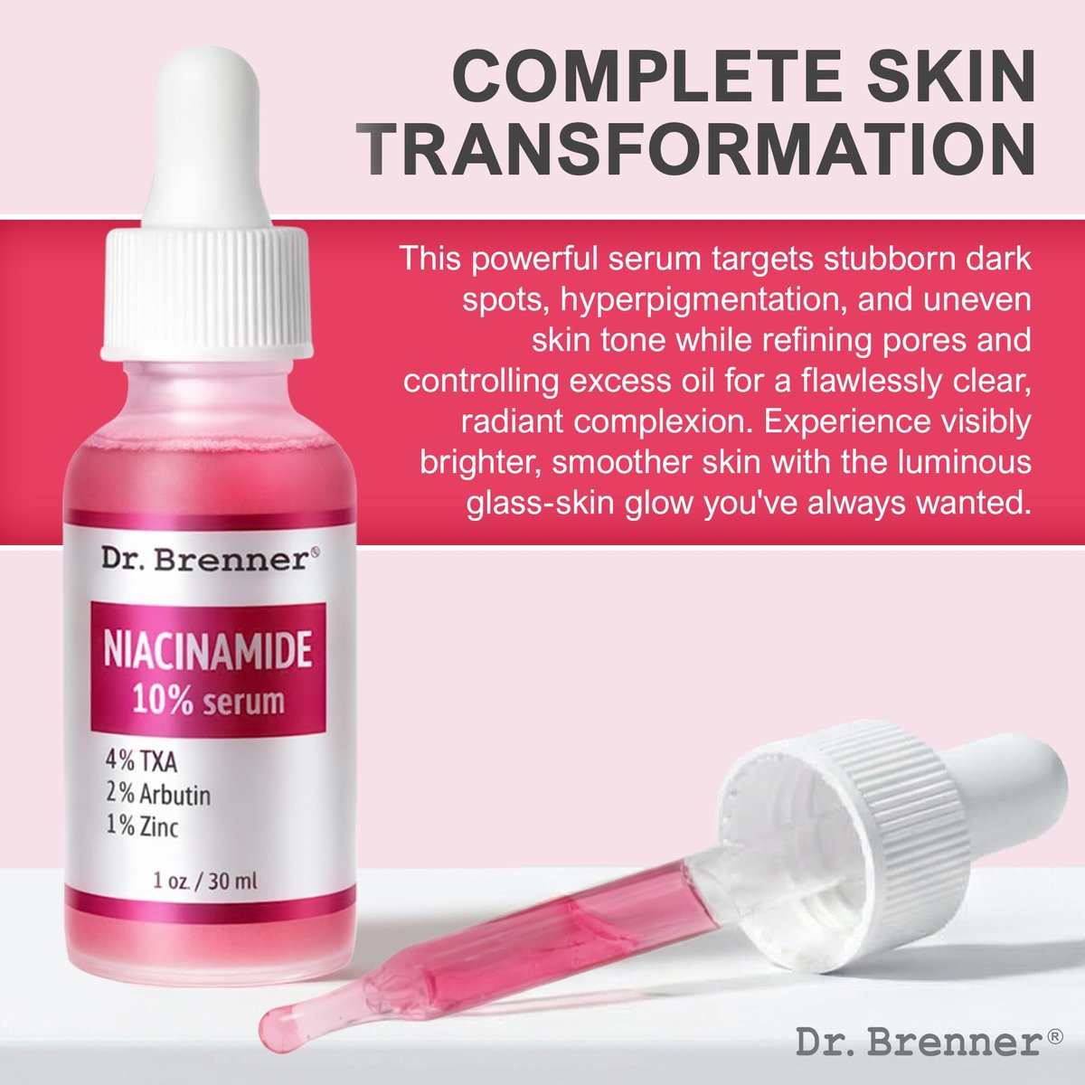 Niacinamide Serum 10% + TXA 4% with Tranexamic Acid, Zinc 1% & Arbutin 2% - Dark Spot Corrector for Hyperpigmentation, Acne Scars, Uneven Skin Tone, Glass Skin - Dr. Brenner Avelisse