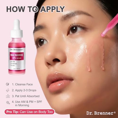 Niacinamide Serum 10% + TXA 4% with Tranexamic Acid, Zinc 1% & Arbutin 2% - Dark Spot Corrector for Hyperpigmentation, Acne Scars, Uneven Skin Tone, Glass Skin - Dr. Brenner Avelisse