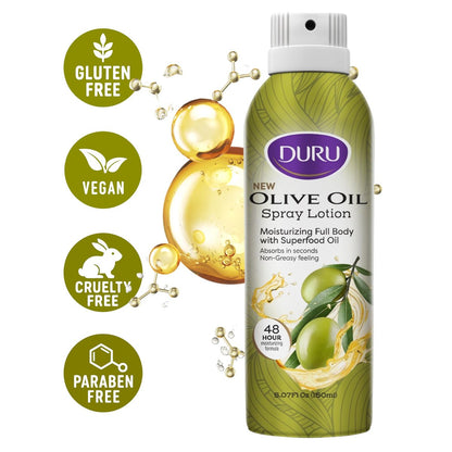Duru Olive Oil Moisturizing Spray Lotion - 48 Hour Hydration Body Lotion for Dry Skin, 5 oz Avelisse