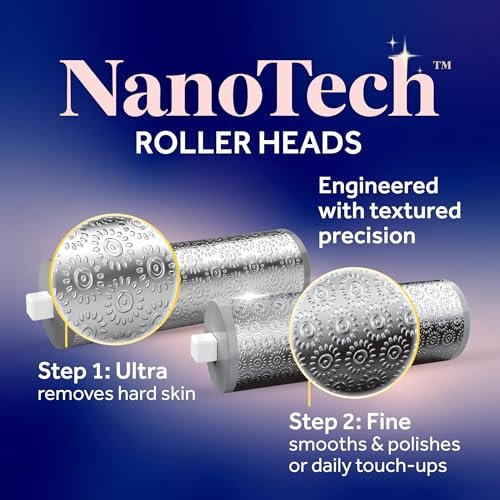 Dr. Scholl's Pedi Perfect Electric Foot Callus Remover - Waterproof Rechargeable with 2 Roller Heads, 90 Min Run Time, Dust Catcher Avelisse
