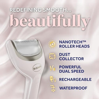 Dr. Scholl's Pedi Perfect Electric Foot Callus Remover - Waterproof Rechargeable with 2 Roller Heads, 90 Min Run Time, Dust Catcher Avelisse