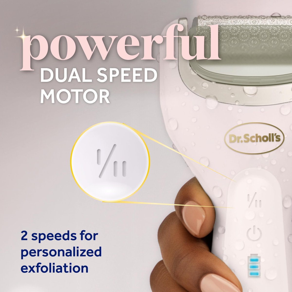Dr. Scholl's Pedi Perfect Electric Foot Callus Remover - Waterproof Rechargeable with 2 Roller Heads, 90 Min Run Time, Dust Catcher Avelisse