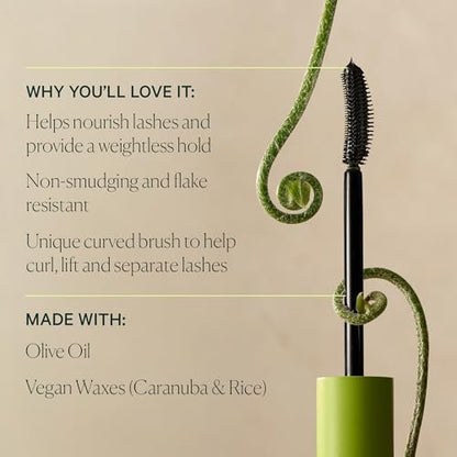 Well People Expressionist Curling Mascara – Curved Brush, Weightless Formula with Olive & Jojoba Oils, Smudge-Resistant, Clump-Free, Black Avelisse