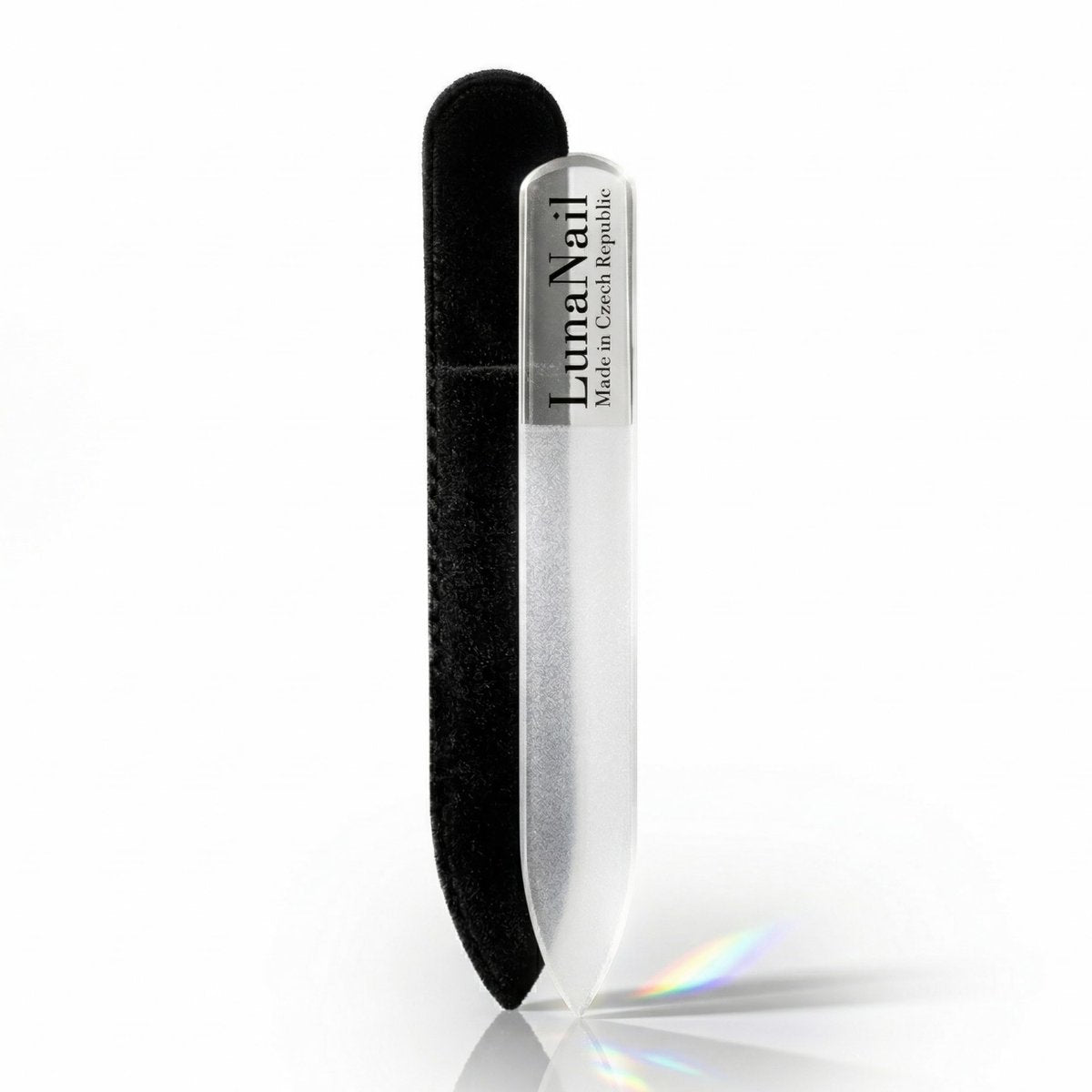 LunaNail Nano Czech Glass Nail File & Buffer 2-in-1 – Velvet Case, Crystal Polisher, Mirror-Shine, Keratin-Sealing, Travel Friendly Avelisse