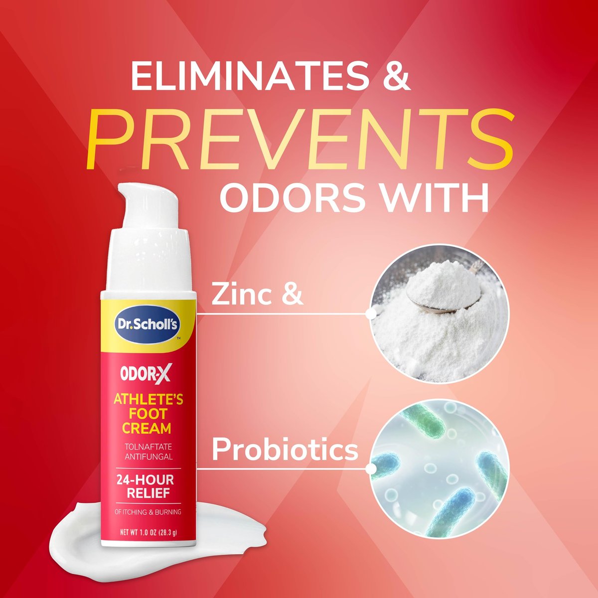 Dr. Scholl's Odor-X Athlete's Foot Antifungal Cream Treatment – 24 Hour Itching & Burning Relief, Treats Athlete’s Foot, Precision Pump, Eliminates Odors, 1 Oz Avelisse