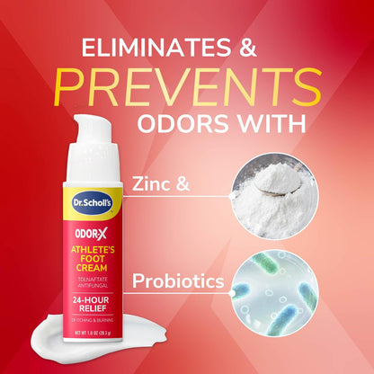 Dr. Scholl's Odor-X Athlete's Foot Antifungal Cream Treatment – 24 Hour Itching & Burning Relief, Treats Athlete’s Foot, Precision Pump, Eliminates Odors, 1 Oz Avelisse