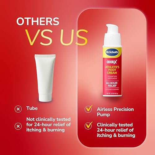 Dr. Scholl's Odor-X Athlete's Foot Antifungal Cream Treatment – 24 Hour Itching & Burning Relief, Treats Athlete’s Foot, Precision Pump, Eliminates Odors, 1 Oz Avelisse
