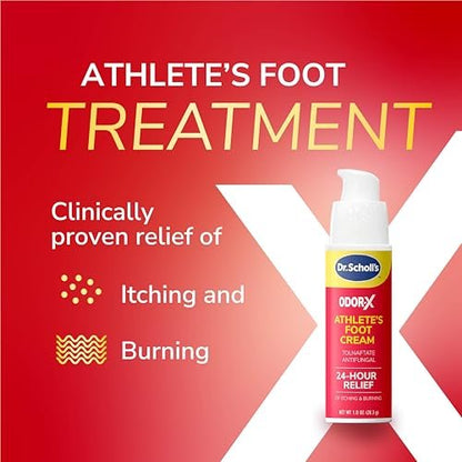 Dr. Scholl's Odor-X Athlete's Foot Antifungal Cream Treatment – 24 Hour Itching & Burning Relief, Treats Athlete’s Foot, Precision Pump, Eliminates Odors, 1 Oz Avelisse