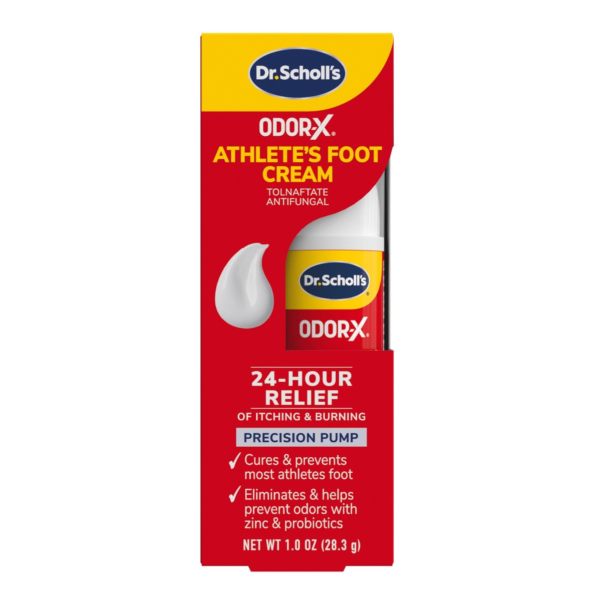 Dr. Scholl's Odor-X Athlete's Foot Antifungal Cream Treatment – 24 Hour Itching & Burning Relief, Treats Athlete’s Foot, Precision Pump, Eliminates Odors, 1 Oz Avelisse