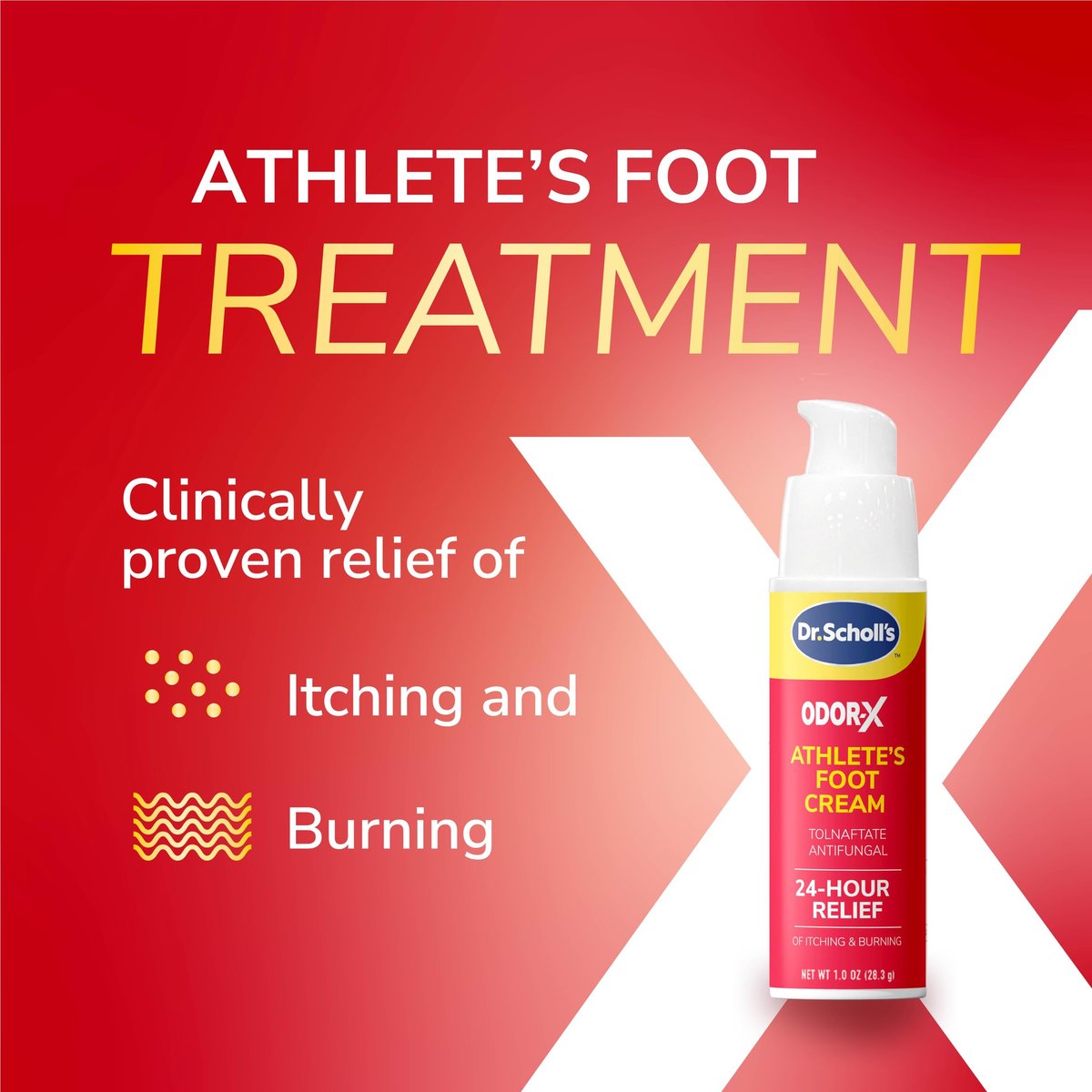 Dr. Scholl's Odor-X Athlete's Foot Antifungal Cream Treatment – 24 Hour Itching & Burning Relief, Treats Athlete’s Foot, Precision Pump, Eliminates Odors, 1 Oz Avelisse