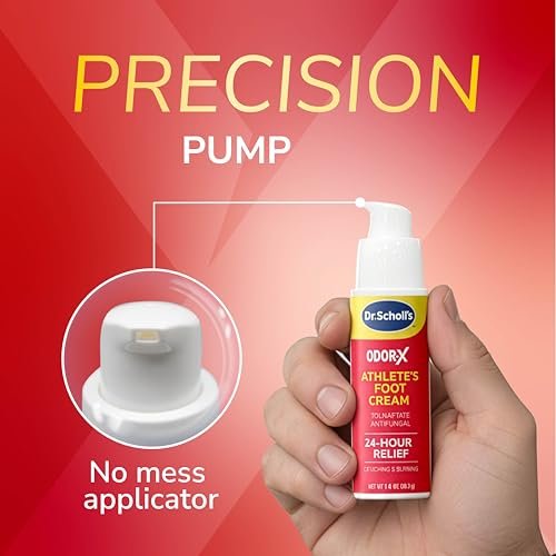 Dr. Scholl's Odor-X Athlete's Foot Antifungal Cream Treatment – 24 Hour Itching & Burning Relief, Treats Athlete’s Foot, Precision Pump, Eliminates Odors, 1 Oz Avelisse