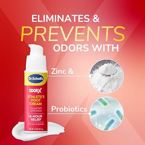 Dr. Scholl's Odor-X Athlete's Foot Antifungal Cream Treatment – 24 Hour Itching & Burning Relief, Treats Athlete’s Foot, Precision Pump, Eliminates Odors, 1 Oz Avelisse