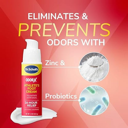 Dr. Scholl's Odor-X Athlete's Foot Antifungal Cream Treatment – 24 Hour Itching & Burning Relief, Treats Athlete’s Foot, Precision Pump, Eliminates Odors, 1 Oz Avelisse