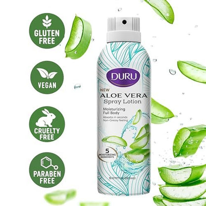 Duru Aloe Vera Moisturizing Spray Lotion - 48 Hour Moisture Body Lotion, 5 oz
