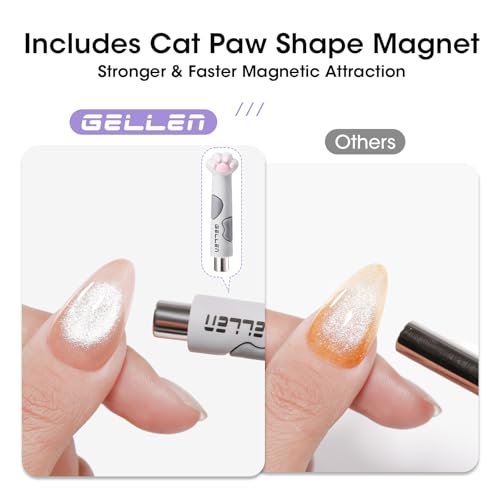 GELLEN Cat Eye Gel Nail Polish Silver - Magnetic White Cat Eye Gel Top Coat, Glitter Shimmer No Wipe Top Coat, Soak Off UV LED Nail Lamp Nail Art DIY Manicure 18ml - görsel 14