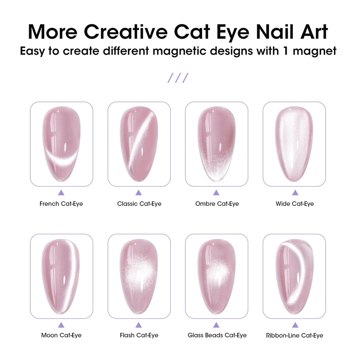 GELLEN Cat Eye Gel Nail Polish Silver - Magnetic White Cat Eye Gel Top Coat, Glitter Shimmer No Wipe Top Coat, Soak Off UV LED Nail Lamp Nail Art DIY Manicure 18ml - görsel 15
