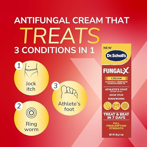 Dr. Scholl's Fungal-X Cream - Prescription Strength Treatment for Athlete's Foot, Jock Itch, Ringworm - 7 Day Relief from Itching, Burning, Stinging - 1 oz Avelisse