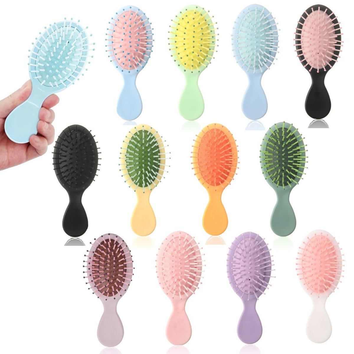 12 Pack Mini Hair Brush Bulk – Compact Travel Hairbrushes for Fine, Curly, Thick & Wavy Hair, Ideal for Teens & Adults, Bridesmaid Gifts, Party Favors - görsel 1