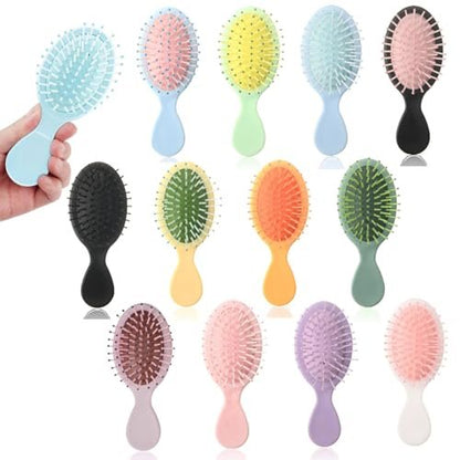 12 Pack Mini Hair Brush Bulk – Compact Travel Hairbrushes for Fine, Curly, Thick & Wavy Hair, Ideal for Teens & Adults, Bridesmaid Gifts, Party Favors