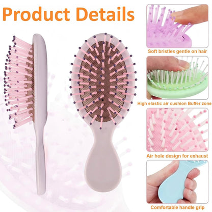 12 Pack Mini Hair Brush Bulk – Compact Travel Hairbrushes for Fine, Curly, Thick & Wavy Hair, Ideal for Teens & Adults, Bridesmaid Gifts, Party Favors