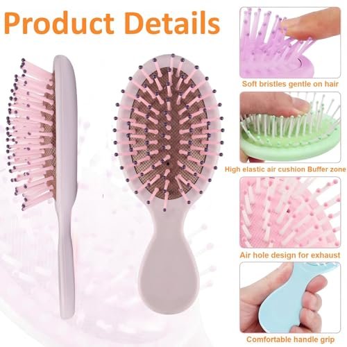 12 Pack Mini Hair Brush Bulk – Compact Travel Hairbrushes for Fine, Curly, Thick & Wavy Hair, Ideal for Teens & Adults, Bridesmaid Gifts, Party Favors - görsel 8