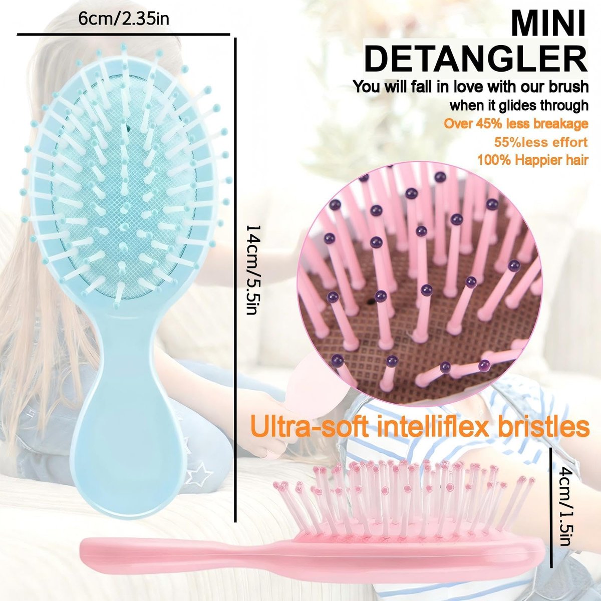 12 Pack Mini Hair Brush Bulk – Compact Travel Hairbrushes for Fine, Curly, Thick & Wavy Hair, Ideal for Teens & Adults, Bridesmaid Gifts, Party Favors - görsel 5