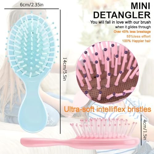 12 Pack Mini Hair Brush Bulk – Compact Travel Hairbrushes for Fine, Curly, Thick & Wavy Hair, Ideal for Teens & Adults, Bridesmaid Gifts, Party Favors - görsel 6