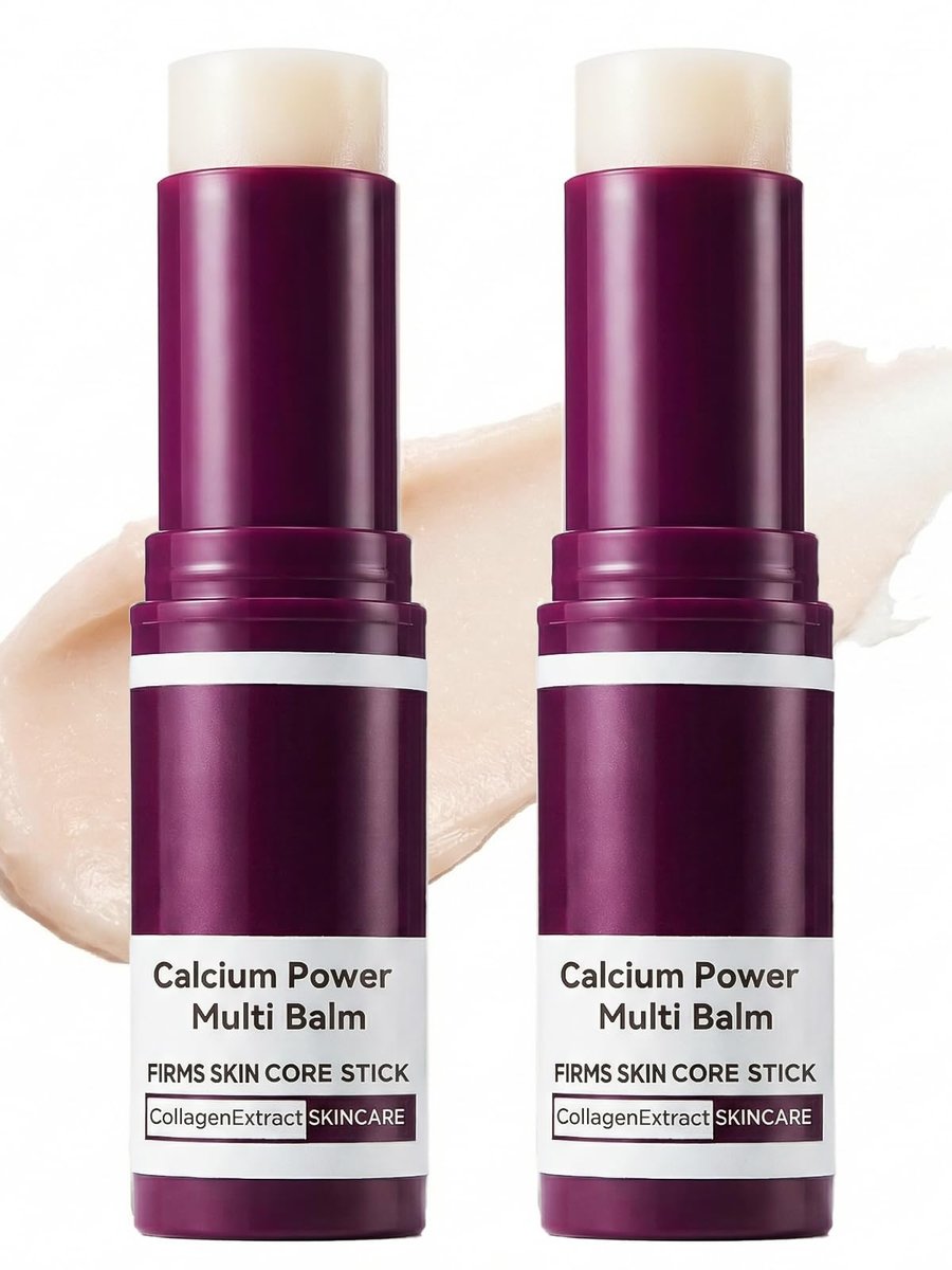 Glopink 2Pcs Calcium Multi Balm Stick for Eyes, Face & Neck – Collagen-Infused Moisturizing Balm – Firming, Hydrating & Skin Barrier Care for All Skin Types (2 PACK) Avelisse