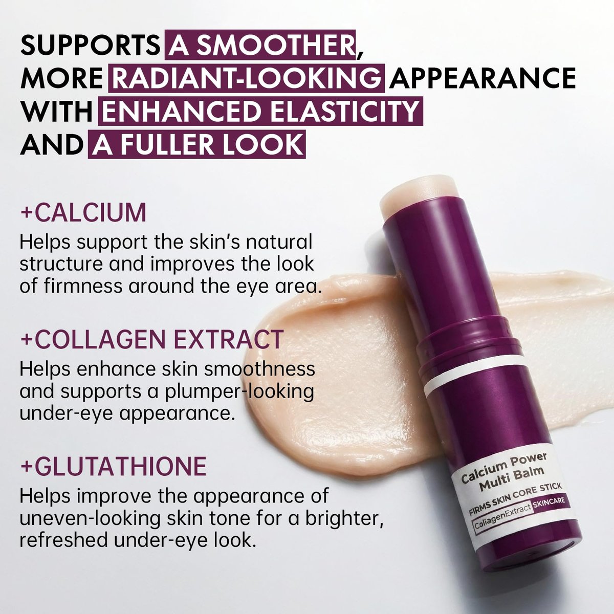 Glopink 2Pcs Calcium Multi Balm Stick for Eyes, Face & Neck – Collagen-Infused Moisturizing Balm – Firming, Hydrating & Skin Barrier Care for All Skin Types (2 PACK) Avelisse