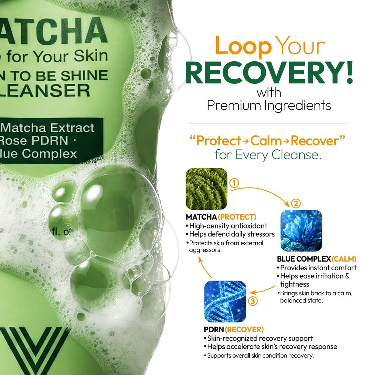 VELVENTE Matcha Gentle Deep Pore Cleansing Facial Cleanser - Low-pH Face Wash for Pore Refining with Rose PDRN, Hydrating Daily Facial Wash for Redness & Sensitive Skin, Korean Skincare (5.07 fl oz) Avelisse