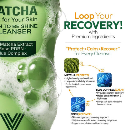 VELVENTE Matcha Gentle Deep Pore Cleansing Facial Cleanser - Low-pH Face Wash for Pore Refining with Rose PDRN, Hydrating Daily Facial Wash for Redness & Sensitive Skin, Korean Skincare (5.07 fl oz) Avelisse